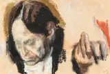 Corneliu Baba, Enescu, 1972, guașă și cerapastel pe hârtie lipită pe carton
