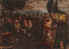 Emigranții by Octav Băncilă, ulei pe pânză, sold Nov 2017
