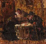 Negustori evrei din Iași by Octav Băncilă, ulei pe pânză, sold Nov 2017