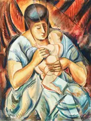Armand Schönberger, Maternitate, 1926, acuarelă pe hârtie