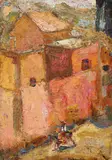 Măgăruş pe străzile Atenei by Rudolf Schweitzer–Cumpăna, ulei pe carton, sold Nov 2017
