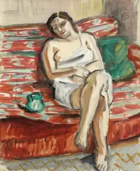 Femeie în interior by Theodor Pallady, ulei pe pânză lipită pe carton, sold Nov 2017