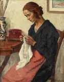 Ștefan Dimitrescu, Cusătoreasă, 1926-1927, ulei pe pânză