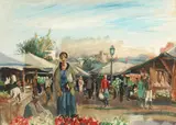 Iosif Iser, Târg pe Dâmbovița, 1934-1938, guașă pe carton