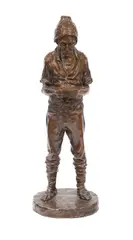 Țăran învârtind o țigară by Spiridon Georgescu, 1921, bronz, sold Nov 2017
