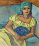 Franțuzoaică cu evantai by Theodor Pallady, prima jumătate a anilor '20, ulei pe carton, offered Nov 2017