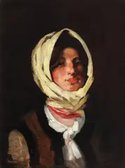 Nicolae Grigorescu, Ţărăncuţă cu năframă, ulei pe lemn