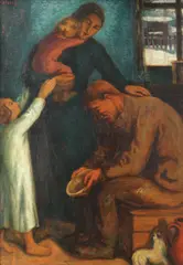 József (Iosif) Klein, Familie de muncitori, ulei pe placaj