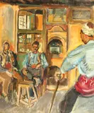 Iosif Iser, Turci la cafenea în Balcic, mijlocul anilor '30, guașă pe carton