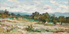 Primăvară la Comarnic by Adam Bălţatu, ulei pe placaj, sold Nov 2017