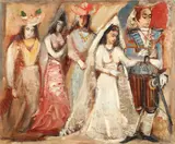 Nunta by Magdalena Rădulescu, ulei pe carton, sold Nov 2017