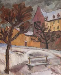 Iarnă by Dumitru Ghiață, ulei pe pânză, sold Nov 2017