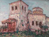 Biserica Sf. Sava din Iaşi by Nicolae Dărăscu, 1918, ulei pe carton, offered Nov 2017