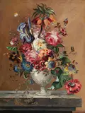 Flori și fluturi by Școală Central Europeană, cca. 1900, ulei pe pânză, sold Oct 2017