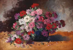 Eugenia Filotti Atanasiu, Mușcate, 1929, ulei pe carton