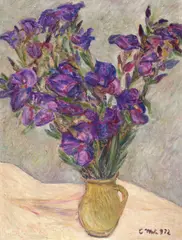 Coca Metianu, Gladiole, 1972, ulei pe carton