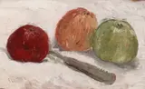 Theodor Pallady, Natură statică cu mere și cuțit, ulei pe lemn