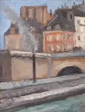 Malul Senei by Theodor Pallady, ulei pe carton, sold Sep 2017