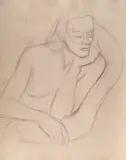 Theodor Pallady, Nud pe gânduri, creion pe hârtie