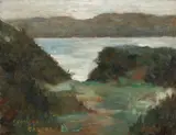 Georges Chopard, Stânci la mare, ulei pe lemn