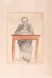 Conferință despre Tolstoi by Theodor Pallady, 1928, acuarelă și creion pe hârtie lipită pe carton, sold Sep 2017