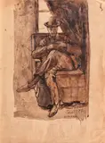 În fotoliu by Theodor Pallady, 1903, tuş şi laviu pe hârtie, sold Sep 2017