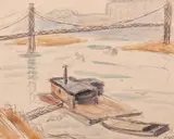 Port la Lyon by Theodor Pallady, acuarelă și creion pe hârtie lipită pe carton, offered Sep 2017