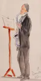 Saxofonist by Theodor Pallady, acuarelă și creion pe hârtie lipită pe carton, sold Sep 2017