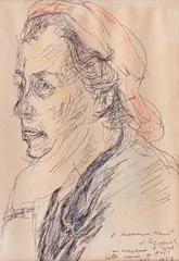 Joseph Czapski, Portretul Helenei Arnaud, 1953, tuş şi creioane colorate pe hârtie