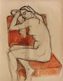 Nud pe fotoliu by Theodor Pallady, acuarelă și creion pe hârtie, sold Sep 2017