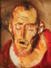 Rege nebun by Corneliu Baba, 1984, ulei pe pânză lipită pe carton, sold Jul 2017