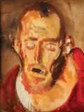 Rege nebun by Corneliu Baba, 1984, ulei pe pânză lipită pe carton, sold Jul 2017
