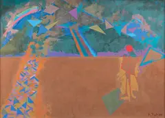 Doru Tulcan, Omul şi raţiunea spaţiului, 1978, acrilic şi tempera pe lemn