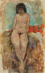 Intimitate by Sever Frențiu, 1957, ulei pe hârtie, offered Jul 2017