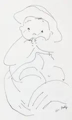 Copilaş by Tia Peltz, peniţă pe hârtie, sold Jul 2017