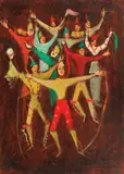 Circari by Magdalena Rădulescu, ulei pe carton lipit pe placaj, sold Jul 2017