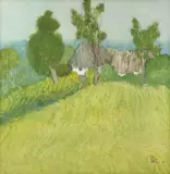 Peisaj de munte by Constantin Piliuță, ulei pe PFL, sold Jul 2017