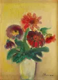 Flori de toamnă by Margareta Sterian, ulei pe carton, sold Jul 2017