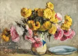 Crizanteme by Constantin Isachie Popescu, ulei pe carton, sold Jun 2017