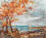 Peisaj romantic by Kimon Loghi, ulei pe carton, offered Jun 2017