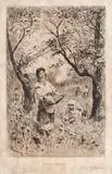 După urzici by Theodor Aman, 1875, acvaforte și gravură cu acul, sold Jun 2017