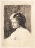 Visare (Portret de femeie) by Theodor Aman, 1874, acvaforte și gravură cu acul, sold Jun 2017