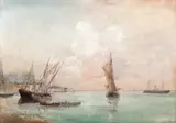 Eugen Voinescu, Corăbii în port, ulei pe pânză