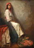 Florăreasă by Nicolae Vermont, 1925, ulei pe carton, sold Jun 2017