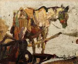 Odihnă by Rudolf Schweitzer–Cumpăna, 1935, ulei pe carton, sold Jun 2017