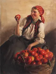 Panerul cu mere by Emil Pap, ulei pe pânză, sold Jun 2017