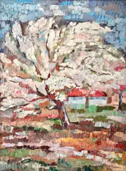 Cireș înflorit by Ileana Codreanu, 1969, ulei pe pânză, offered Jun 2017