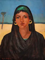 Egipteancă by Leon Biju, ulei pe carton, offered Jun 2017