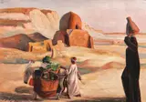 Leon Biju, Scenă din Egipt, 1930-1933, ulei pe carton