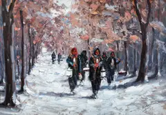 Cornel Raţiu, Lampioane în Cișmigiu, 1905, ulei pe carton